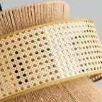Contemporary Rattan Yellow Cylinder Hanging Pendant Lighting