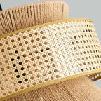 Contemporary Rattan Yellow Cylinder Hanging Pendant Lighting