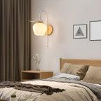 Elegant Floral Wall Sconce with Wooden Backplate for Bedside