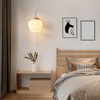 Elegant Floral Wall Sconce with Wooden Backplate for Bedside