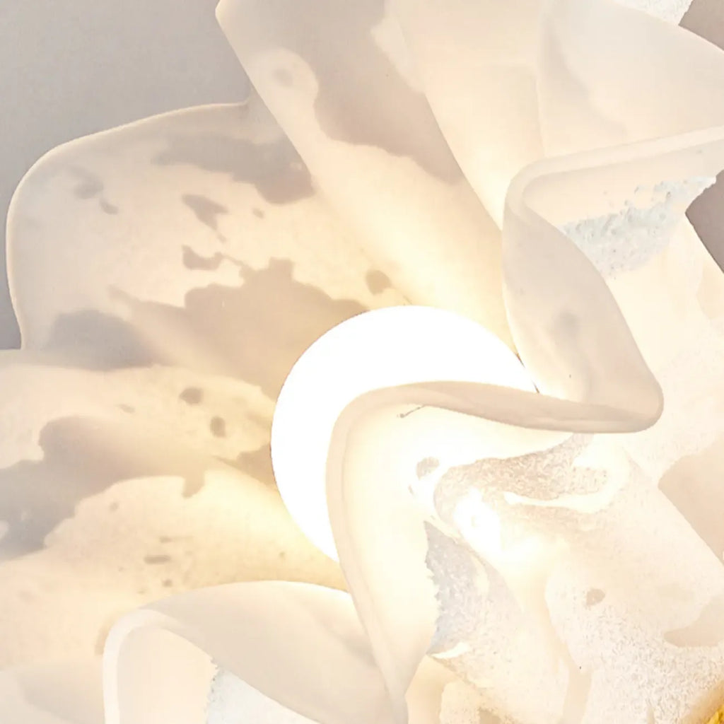 Elegant Floral Wall Sconce with Wooden Backplate for Bedside