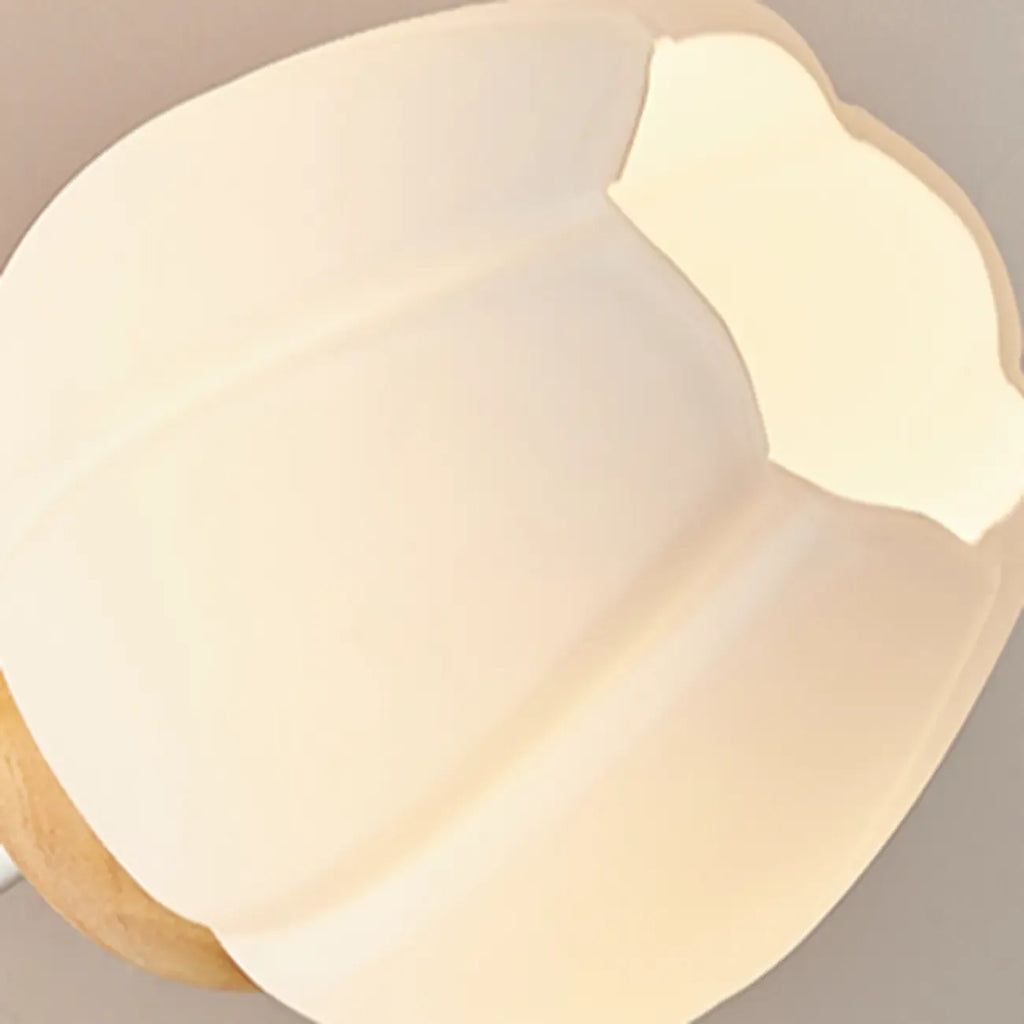 Elegant Floral Wall Sconce with Wooden Backplate for Bedside