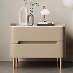 Modern Bedside Table with Marble Top & Storage Drawers
