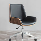 Sleek Black Leather Metal Adjustable Office Chair
