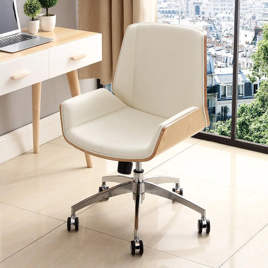 Sleek Black Leather Metal Adjustable Office Chair