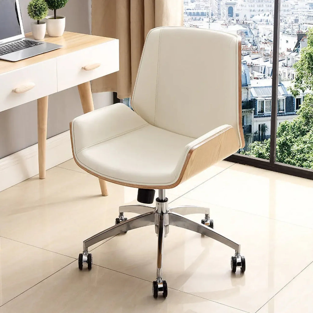 Sleek Black Leather Metal Adjustable Office Chair