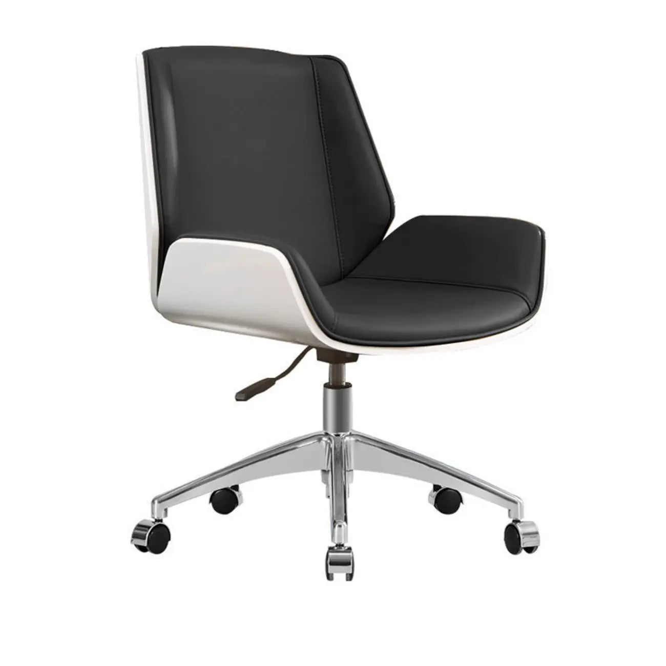 Sleek Black Leather Metal Adjustable Office Chair