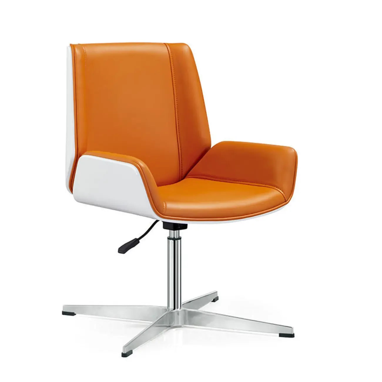 Sleek Black Leather Metal Adjustable Office Chair