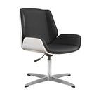 Sleek Black Leather Metal Adjustable Office Chair
