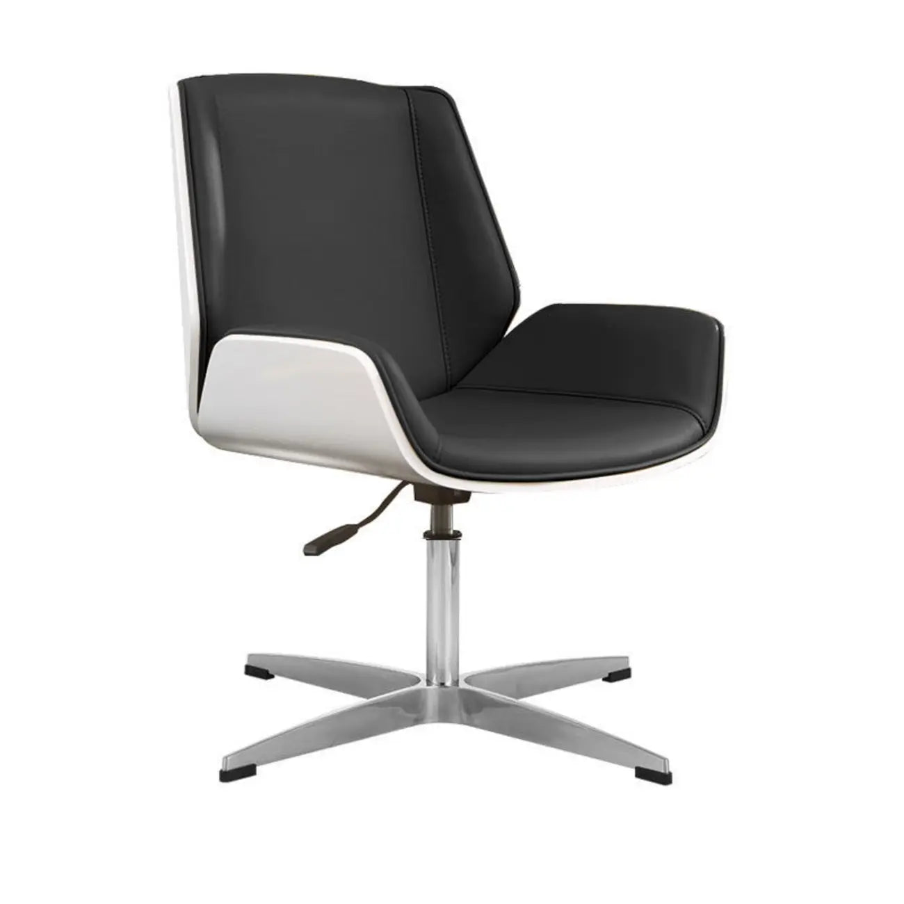 Sleek Black Leather Metal Adjustable Office Chair