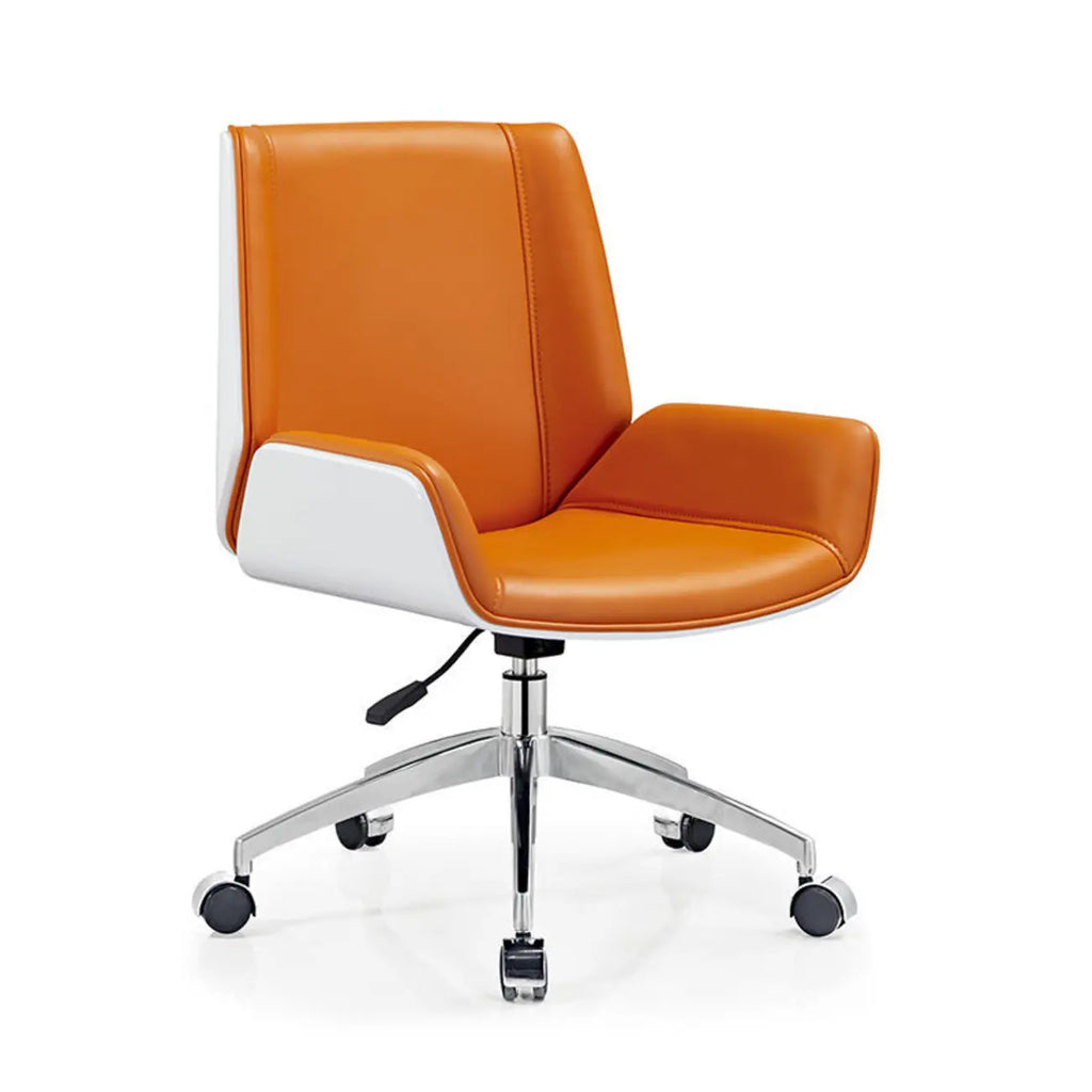 Sleek Black Leather Metal Adjustable Office Chair