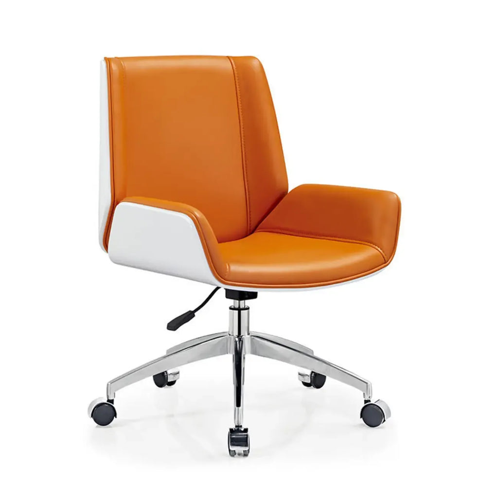 Sleek Black Leather Metal Adjustable Office Chair