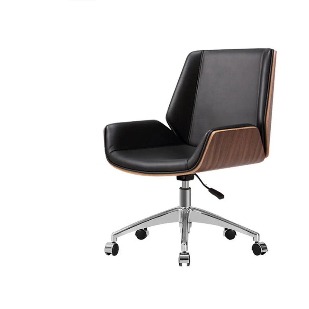 Sleek Black Leather Metal Adjustable Office Chair