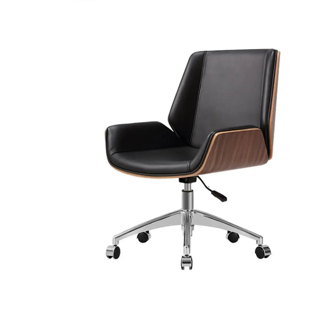 Sleek Black Leather Metal Adjustable Office Chair