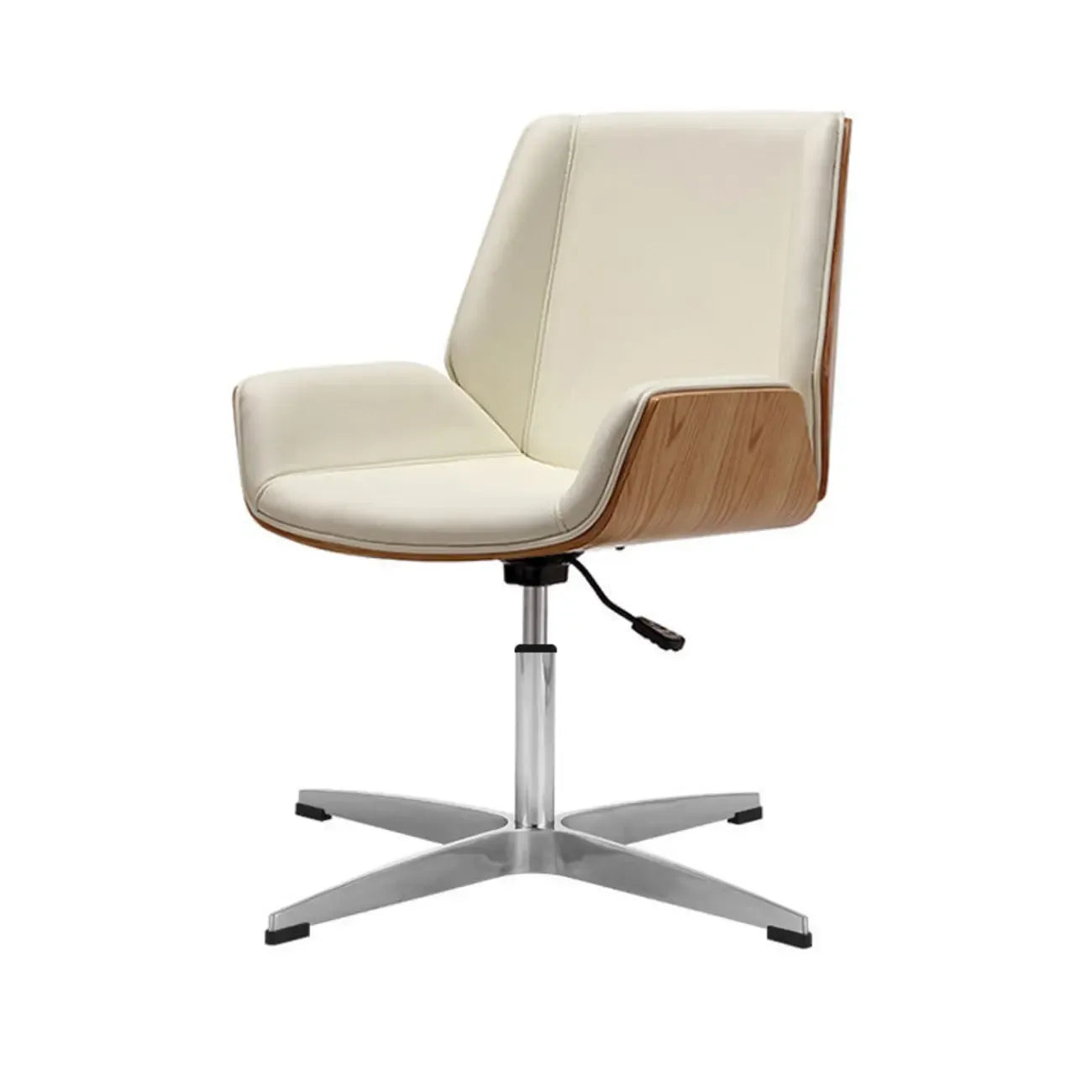 Sleek Black Leather Metal Adjustable Office Chair
