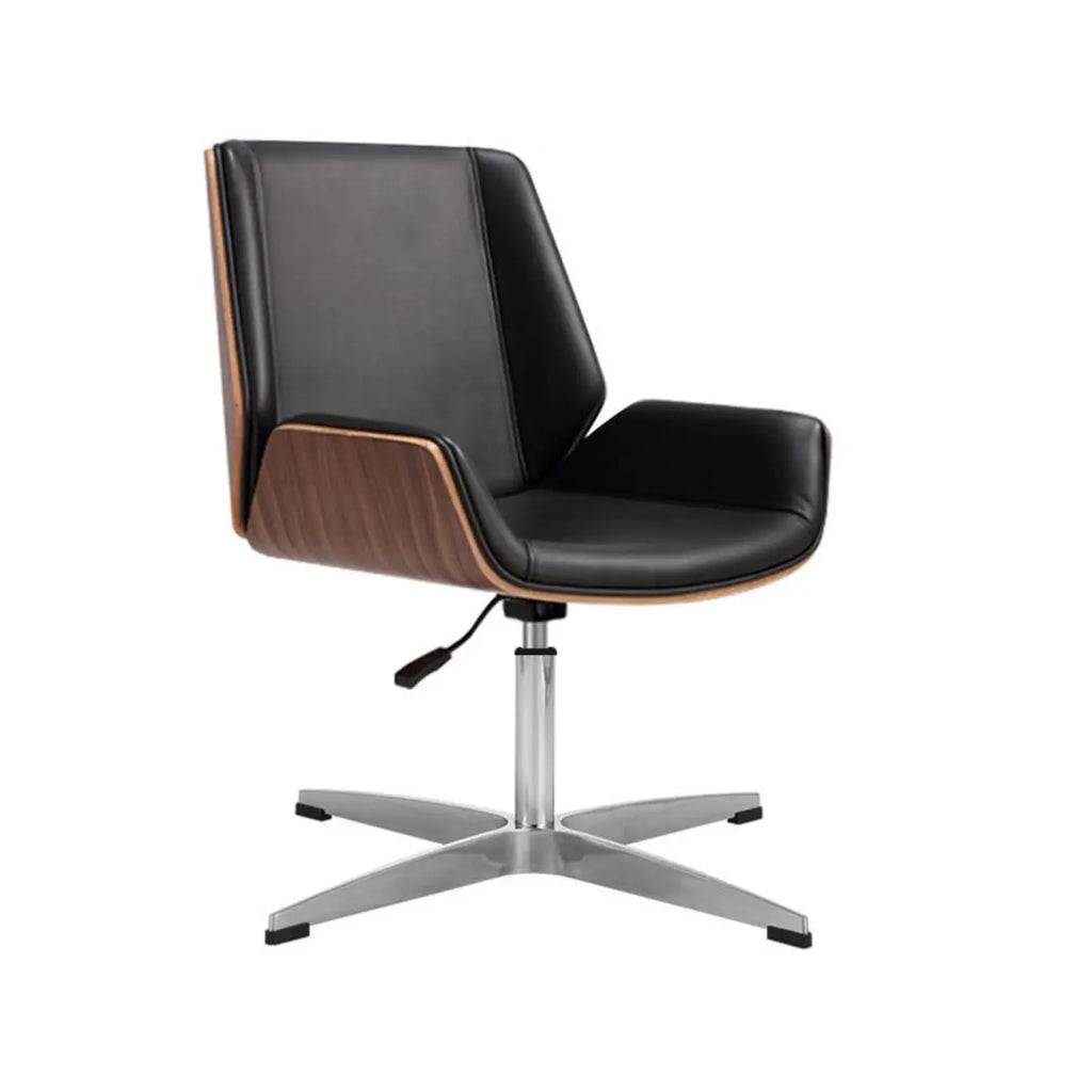 Sleek Black Leather Metal Adjustable Office Chair