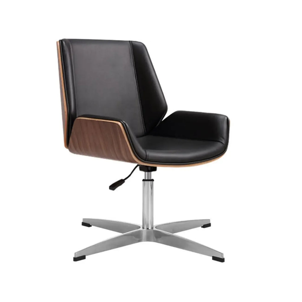 Sleek Black Leather Metal Adjustable Office Chair