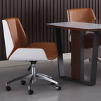 Sleek Black Leather Metal Adjustable Office Chair