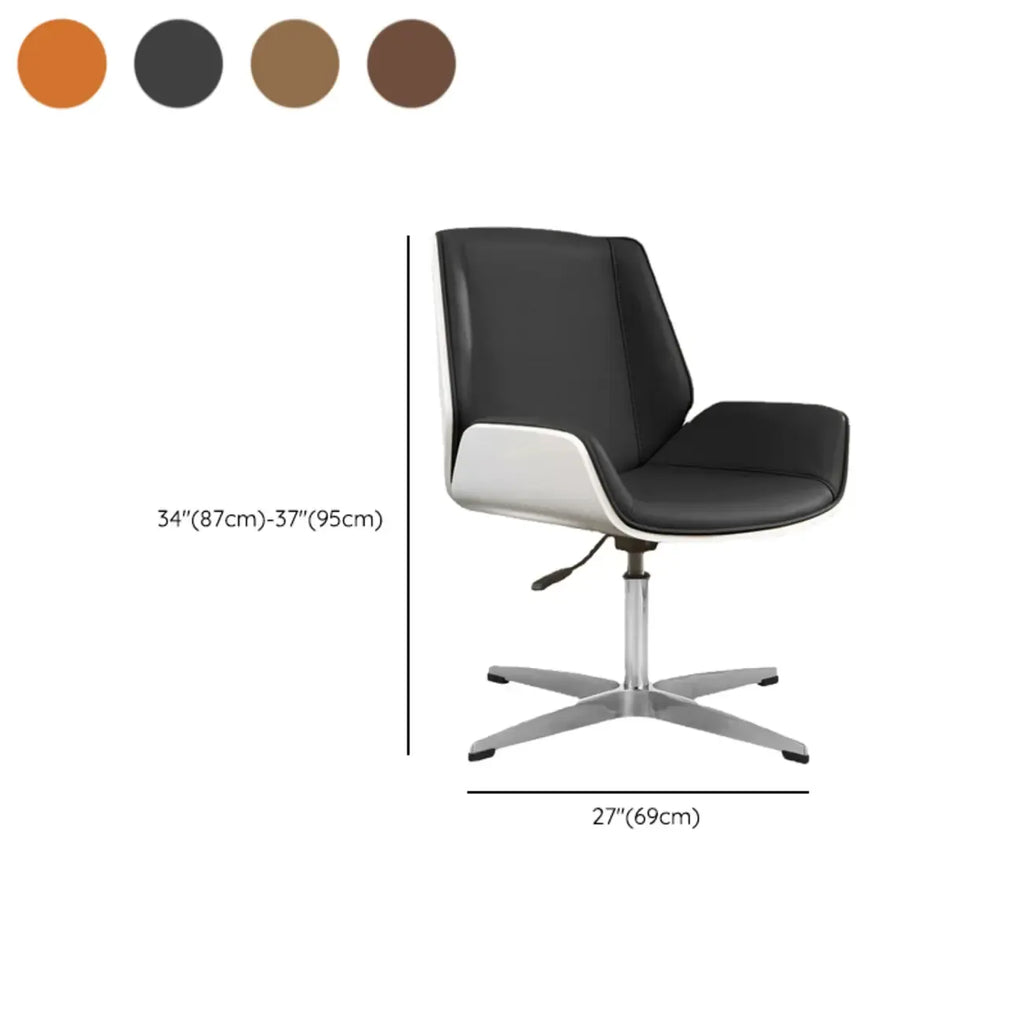 Sleek Black Leather Metal Adjustable Office Chair