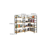 6-Tier Wood and Steel L-Shaped Corner Display Bookshelf