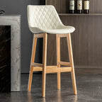 Mid-Century Modern Faux Leather Bar Stools with Wood Legs