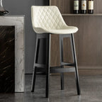 Mid-Century Modern Faux Leather Bar Stools with Wood Legs