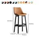 Mid-Century Modern Faux Leather Bar Stools with Wood Legs