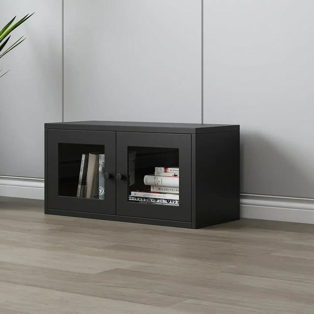 Modern Steel Glass Adjustable Shelves Display Storage Cabinet