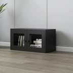 Modern Steel Glass Adjustable Shelves Display Storage Cabinet