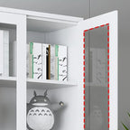 Modern Steel Glass Adjustable Shelves Display Storage Cabinet