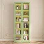 Modern Steel Glass Adjustable Shelves Display Storage Cabinet
