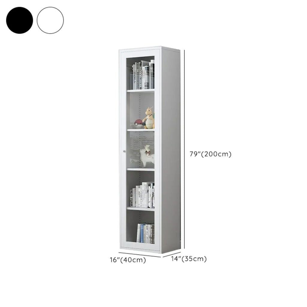 Modern Steel Glass Adjustable Shelves Display Storage Cabinet