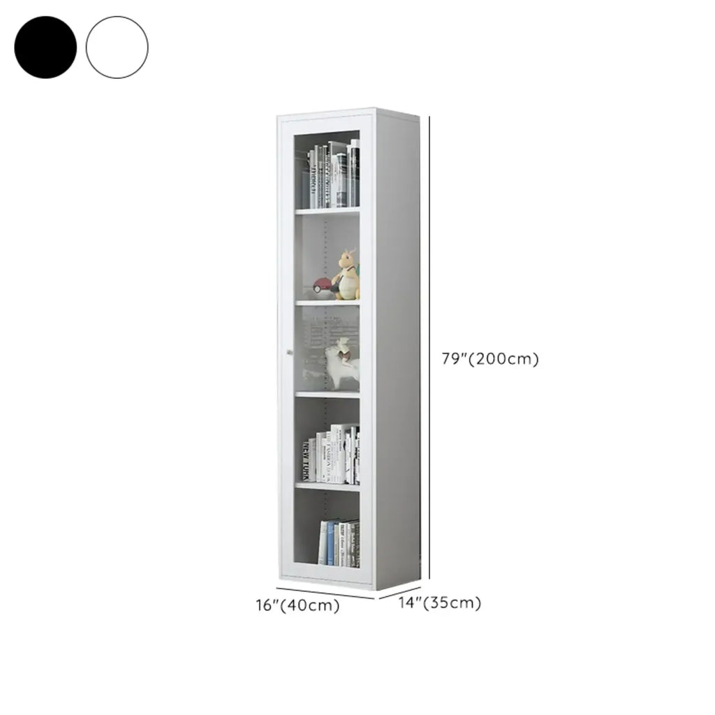 Modern Steel Glass Adjustable Shelves Display Storage Cabinet