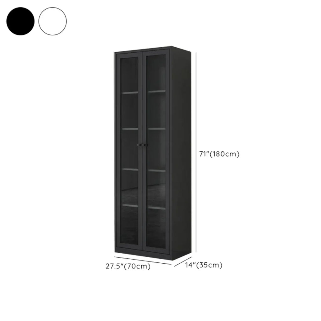 Modern Steel Glass Adjustable Shelves Display Storage Cabinet