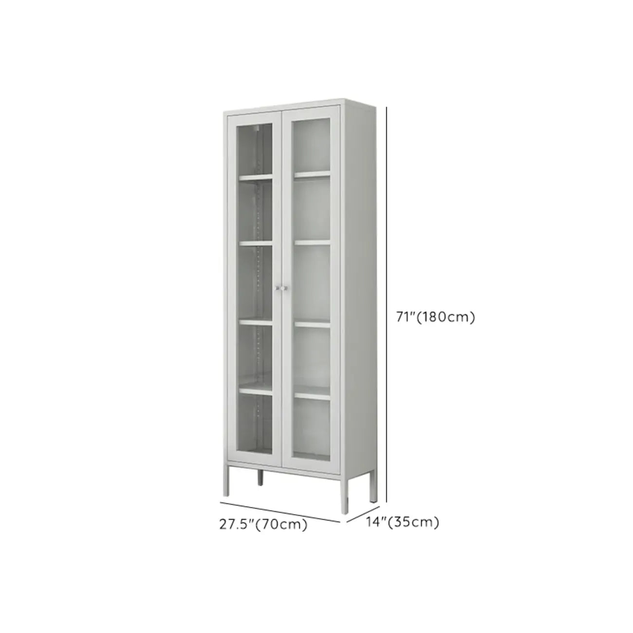 Modern Steel Glass Adjustable Shelves Display Storage Cabinet