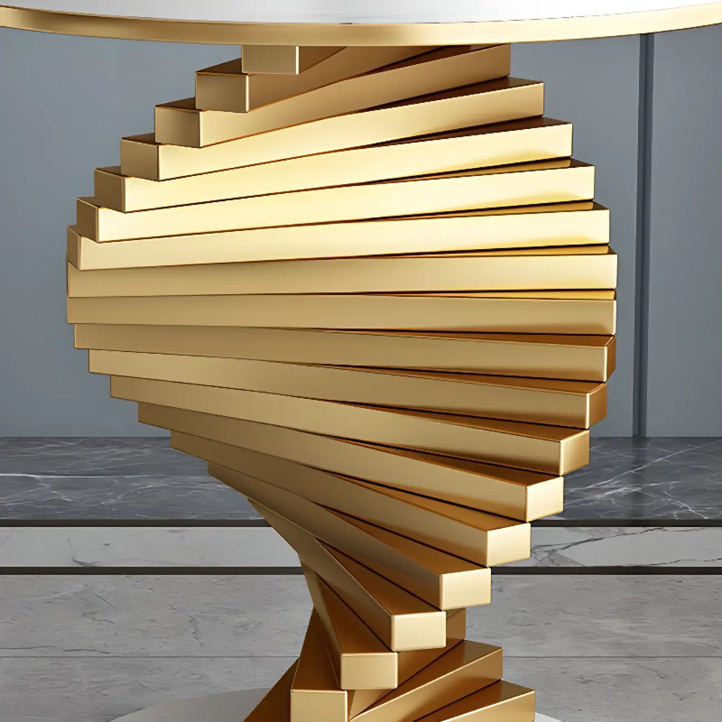 Modern Marble Round Spiral Base Sofa Side Table
