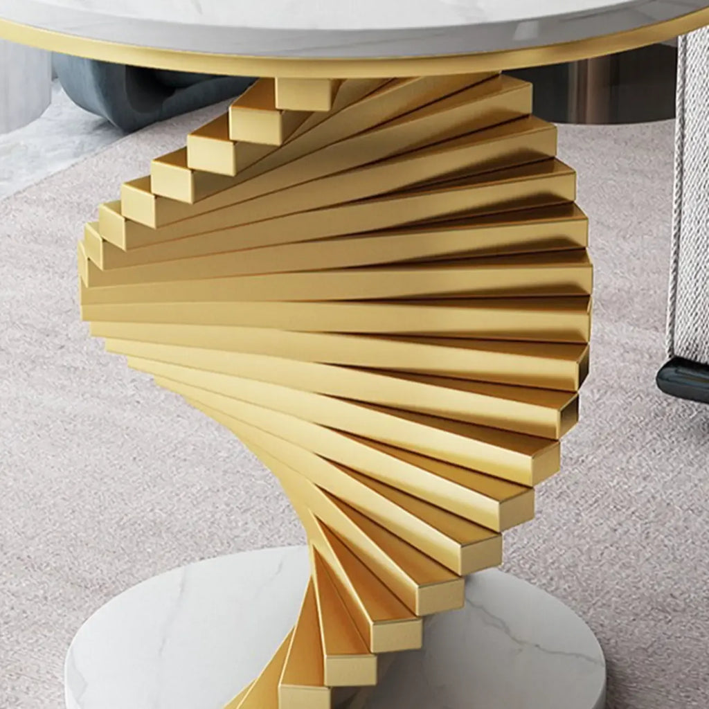 Modern Marble Round Spiral Base Sofa Side Table