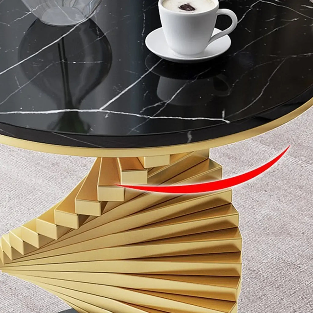 Modern Marble Round Spiral Base Sofa Side Table