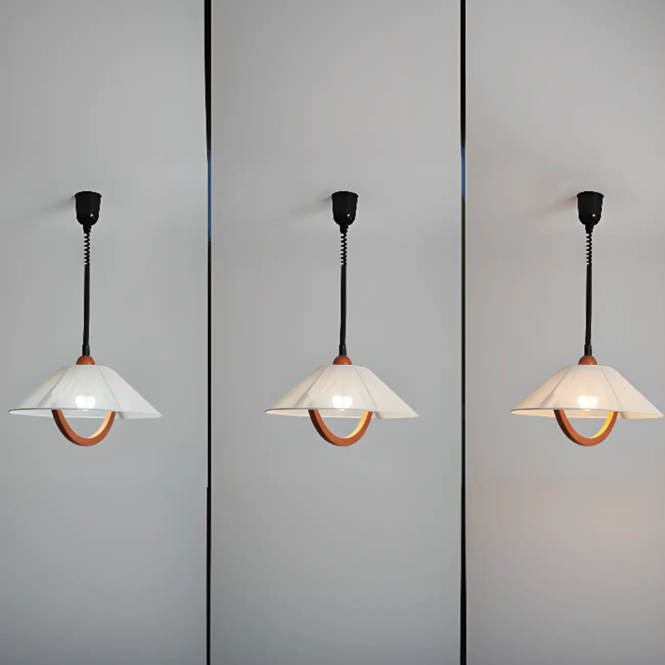 Modern Geometric Fabric Pendant Light Adjustable for Dining