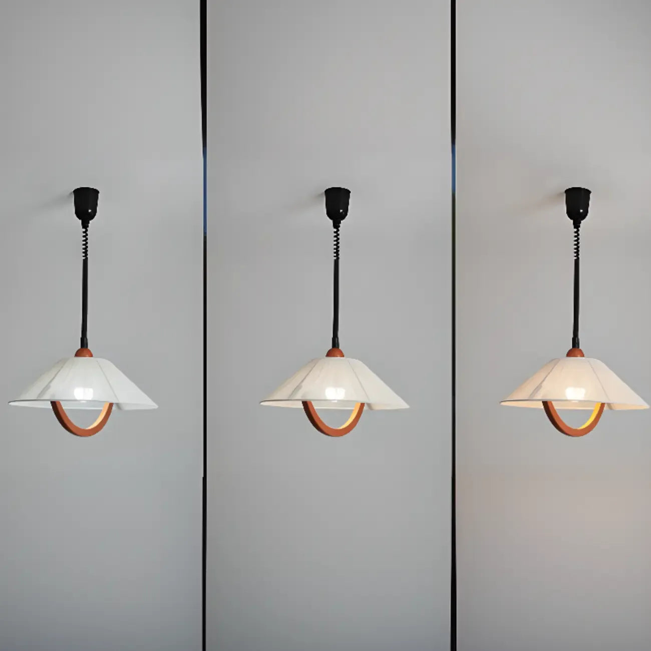 Modern Geometric Fabric Pendant Light Adjustable for Dining