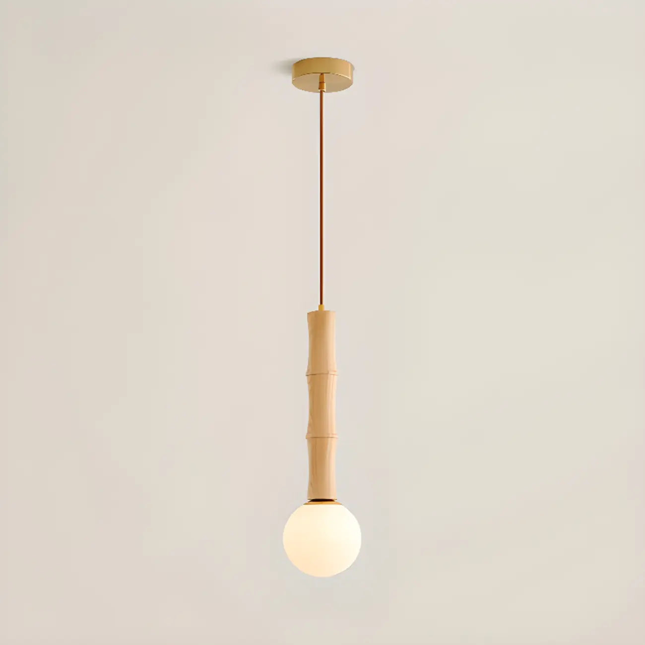 Adjustable Wood & Glass Globe Hanging Pendant Light Fixture