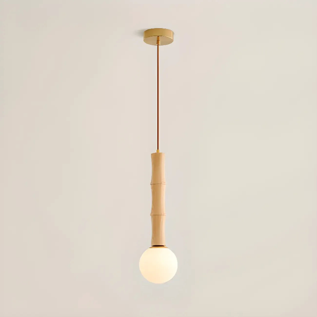 Adjustable Wood & Glass Globe Hanging Pendant Light Fixture