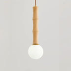 Adjustable Wood & Glass Globe Hanging Pendant Light Fixture