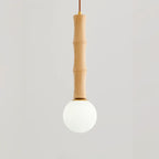 Adjustable Wood & Glass Globe Hanging Pendant Light Fixture