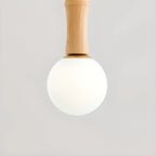 Adjustable Wood & Glass Globe Hanging Pendant Light Fixture