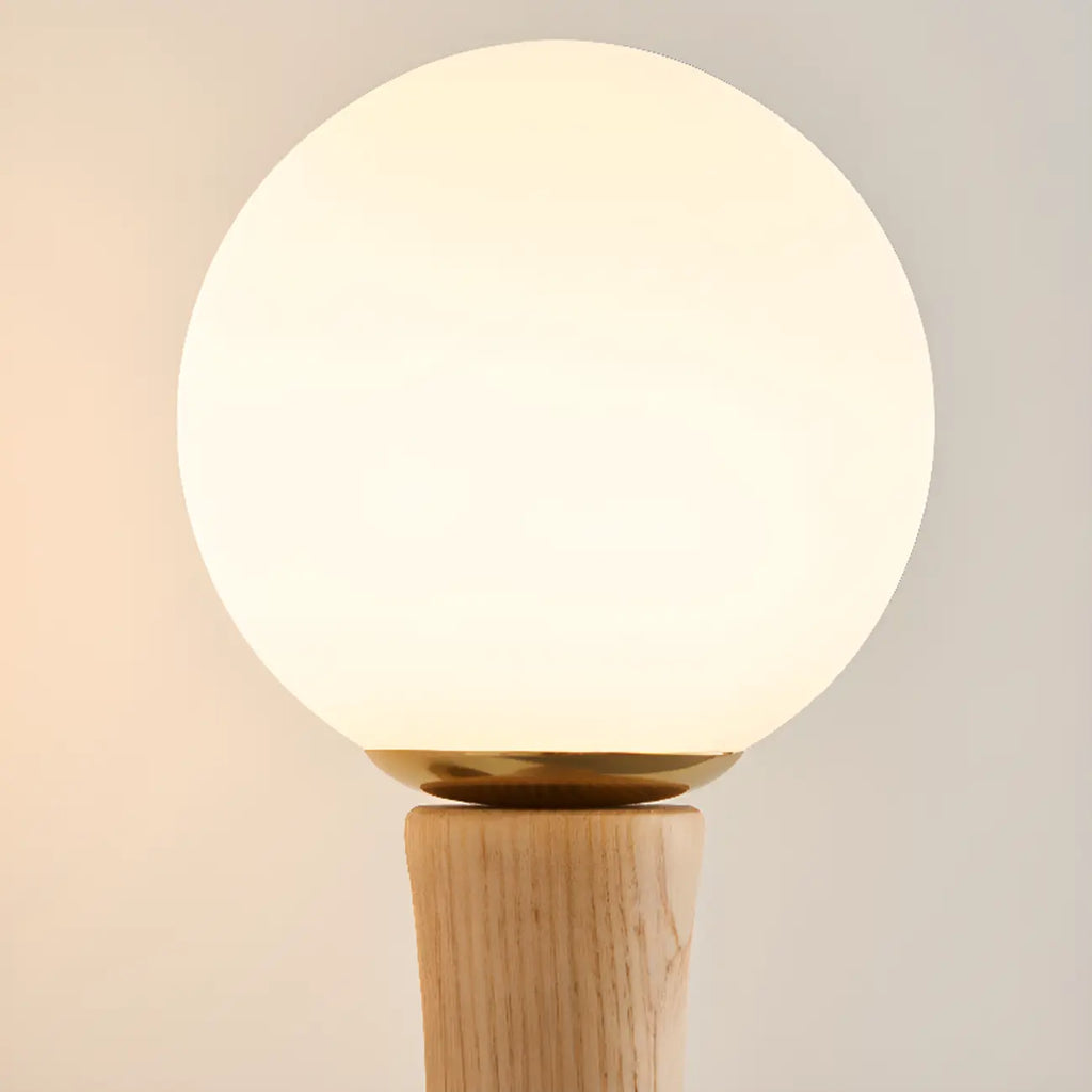 Adjustable Wood & Glass Globe Hanging Pendant Light Fixture