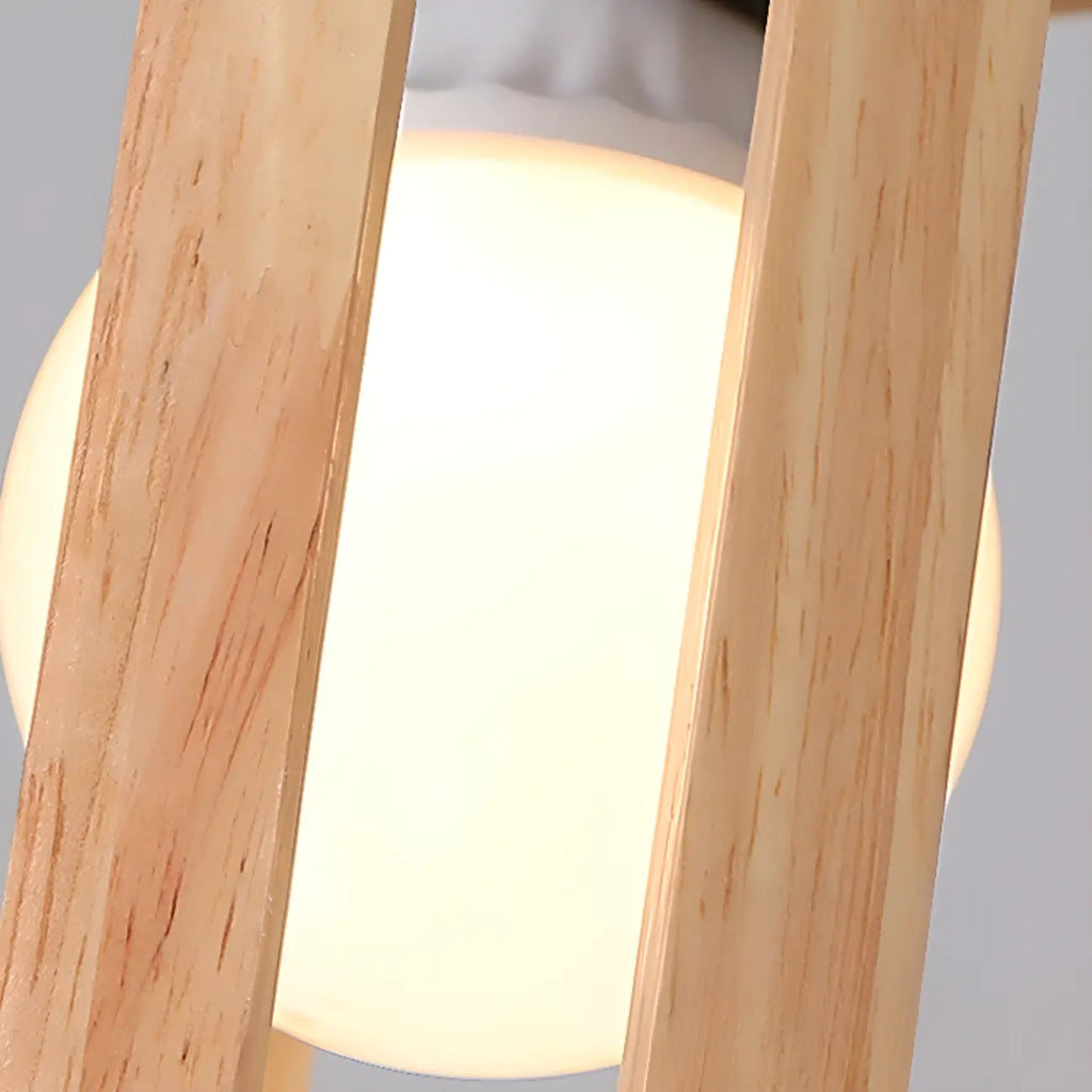 Adjustable Height Rustic Cylinder Wooden Pendant Light