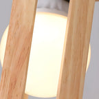 Adjustable Height Rustic Cylinder Wooden Pendant Light