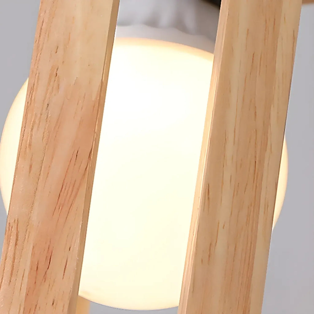Adjustable Height Rustic Cylinder Wooden Pendant Light