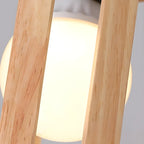 Adjustable Height Rustic Cylinder Wooden Pendant Light
